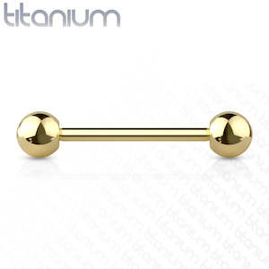 Titanium Gold Industrial Barbell 14 Gauge (32mm - 38mm) - T-G-BRBL