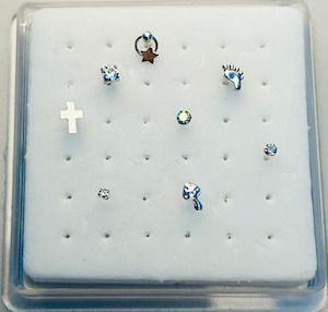 925 Sterling Silver Ball-End Nose Stud Box Set (8 studs) - SS426