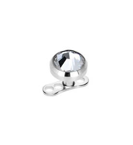 Titanium High Polish Jewelled Head with High Polish Base for Dermal Piercings - TIADJ