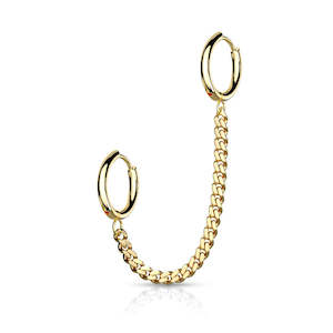 Gold Chain Linked Round Clicker Hoops for Helix 18 Gauge - E230A