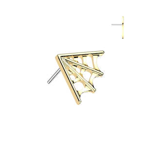 Labret Studs: Titanium Gold Spider Web Threadless Push In Top (Base Sold Separately) - TT249A