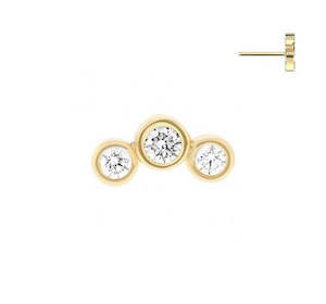 Labret Studs: Titanium Gold Jewelled Threadless Push In Top (Base Sold Separately) - TT245A
