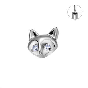 Titanium High Polish Jewelled Fox Threadless Push In Top (Base Sold Separately) - TT244