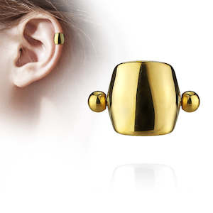 Gold Plain Shield Helix, Ear Cartilage Cuff Barbell - E536A