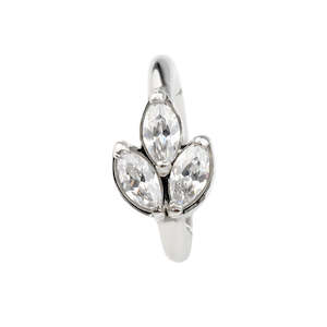 Titanium High Polish Jewelled Oval Navel/Helix Hinged Ring - 483