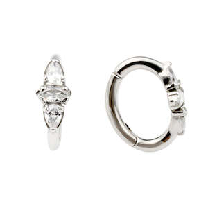 Titanium High Polish Jewelled Oval Navel/Helix Hinged Ring - 484