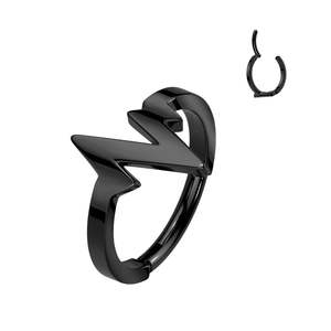 Black Heartbeat Hinged Segment Ring - E541B
