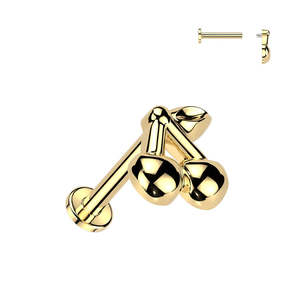 Gold Internally Threaded Cherry Labret - E543A