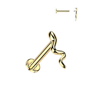 Piercing Jewellery: Gold Internally Threaded Slithering Snake Labret - E545A