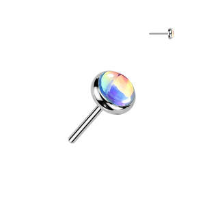 Titanium High Polish Iridescent Stone (Choice of Four Colours) Threadless Push I&hellip;