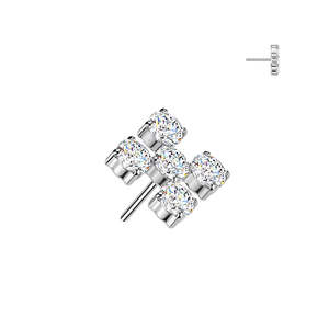 Titanium High Polish Jewelled 5 CZ Cross Threadless Push In Top (Base Sold Separ&hellip;