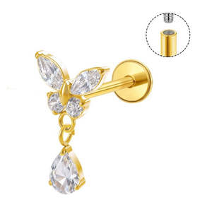 Titanium Gold/High Polish (Your choice) Jewelled Internally Threaded Labret with&hellip;