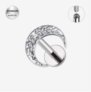 Lobe: Titanium High Polish Crescent Moon Internally Threaded Labret - TI-300