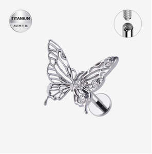 Titanium High Polish Butterfly Internally Threaded Labret - TI-301