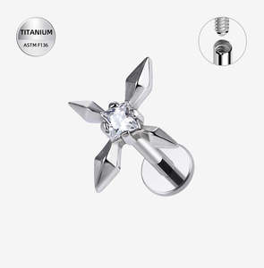 Titanium High Polish Jewelled Internally Threaded Labret - TI-305