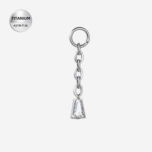 Titanium High Polish Jewelled Chain Dangle Charm for Hinged Ring/Labret - CHARM54