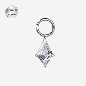 Titanium High Polish Jewelled Diamond Charm for Hinged Ring/Labret - CHARM57