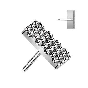 Titanium High Polish Diamond Shape Cut Rectangle Top Threadless Push In Top (Bas&hellip;