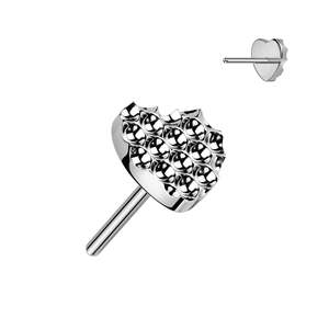 Titanium High Polish Diamond Shape Cut Heart Threadless Push In Top (Base Sold S&hellip;