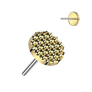 Titanium Gold Diamond Shape Cut Circular Threadless Push In Top (Base Sold Separ&hellip;