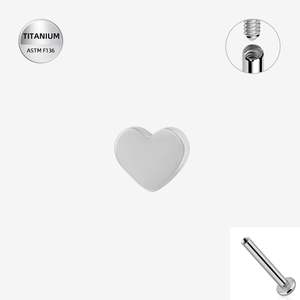 Titanium High Polish Heart Internally Threaded Labret - TI-337