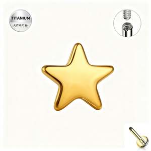 Titanium Gold Star Internally Threaded Labret - TI-338A