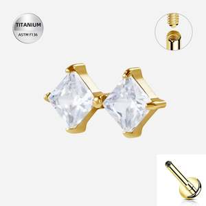 Titanium Gold Jewelled Internally Threaded Labret - TI-370A