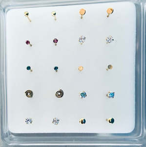 925 Sterling Silver Gold-Plated Ear Stud Box Set (10 pairs) - SS432