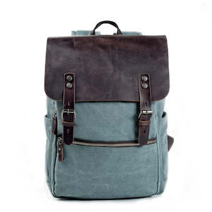 Canvas Backpack: Riza Canvas & Leather Backpack