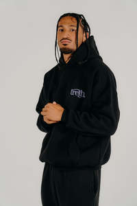 Treth Mens: Purple Glass Classic Hoodie - Black
