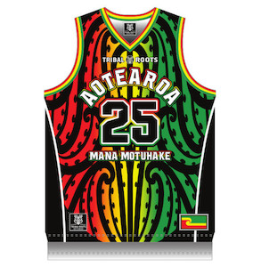 Products: Aotearoa Rasta Bball Singlet Tribal Roots Aotearoa