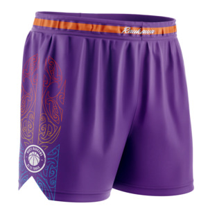 Shorts: Raukawa Basketball Shorts - Purple Pattern