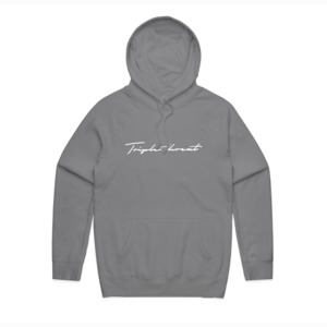 Hoodies: Script Hoodie - Grey/White