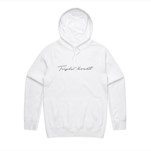 Hoodies: Script Hoodie - White/Charcoal