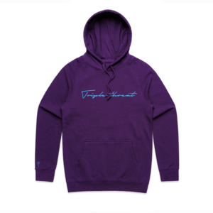 Hoodies: Script Hoodie - Purple/Teal
