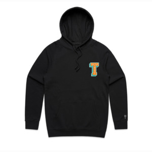 Hoodies: Chenille T Logo Hoodie - Black