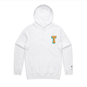 Hoodies: Chenille T Logo Hoodie - White
