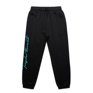 Kids Pants: Kids Script Track Pants - Black/Mint