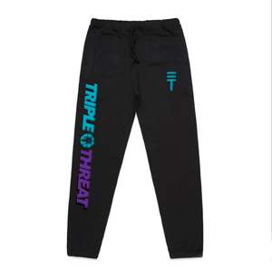 Kids Puff Print Track Pants - Purple & Teal