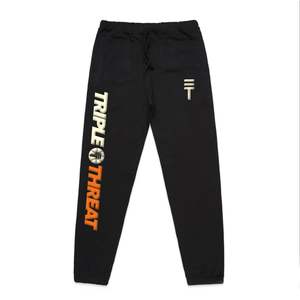 Kids Puff Print Track Pants - Orange & Cream
