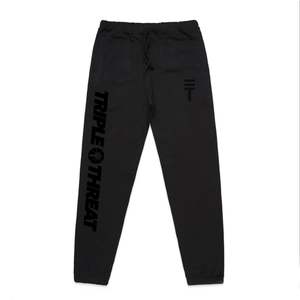 Kids Puff Print Track Pants - Black
