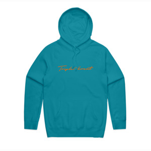 Kids Hoodies Crews: Kids Script Hoodie - Teal/Orange