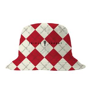 Adults Hats: Bucket Hat - Red/Cream