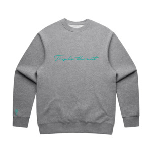 Hoodies: Script Crew - Light Grey/Teal