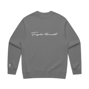 Kids Script Logo Crew - Dark Grey/White