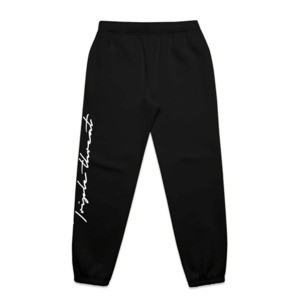 Kids Script Track Pants - Black/White