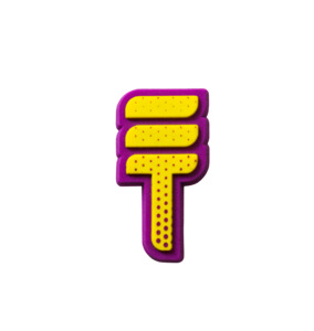 Shoe Accessories: Dotted T Shoe Charm - Yellow/Purple