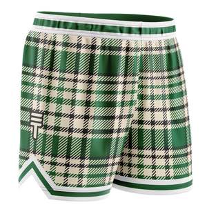 Green & Cream Plaid Basketball Shorts
