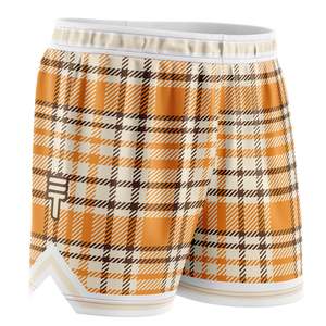 Kids Shorts: Kids Plaid Shorts - Orange & Brown