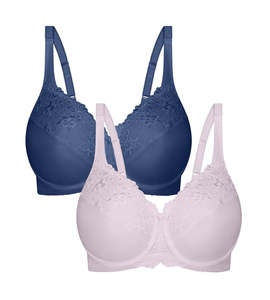 EMBROIDERED MINIMISER TWIN PACK UNDERWIRED BRA